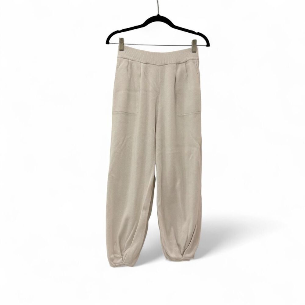 cream knit barrel leg sweatpants